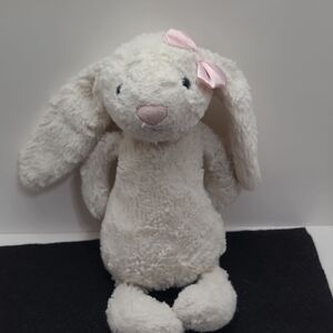 Jellycat Small Bashful Cream Snow Bunny Rabbit Pink Bow 8” JCINC1928